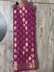 Magenta Silk Blend Saree with Zari Work