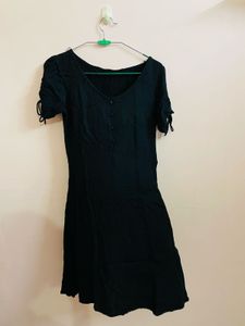 V Neck Black Dress
