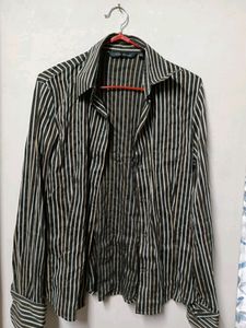 Zara Woman Striped Button-Down