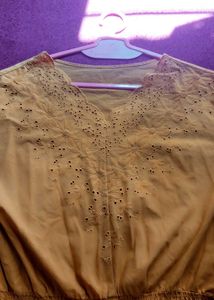 Mustard  Eyelet Top