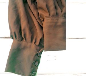 Zara Trending Brown Crop Top With Baloon Sleeves