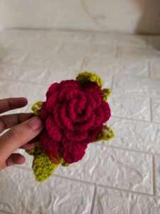 Crochet Rose Hair Clip