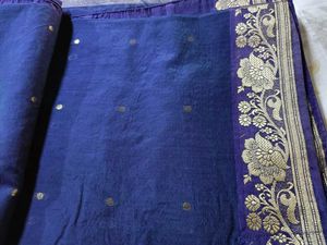 Blue Banarasi Silk Saree With Blose 36&#34;