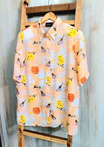 Light Orange Printed Shirt Size-42