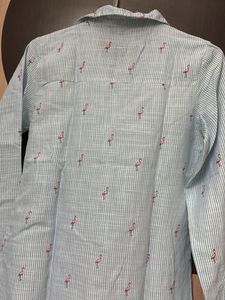 Tokyo Talkies Striped Flamingo Print Shirt