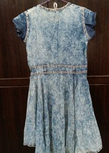 New Unused Cute Mini Denim Dress With Buttons Belt