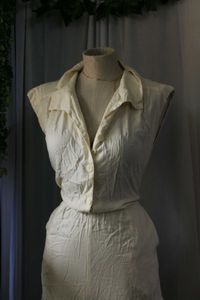 Vintage Cream Button-Down Jumpsuit