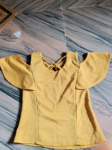 Yellow Cold Shoulder Top