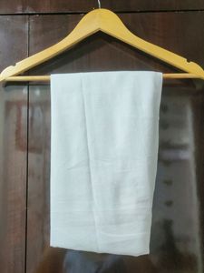 Plain Light Grey Kurti And White Dupatta