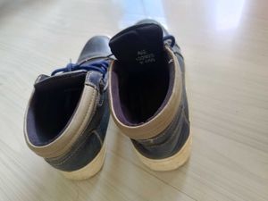 Blue Leather High-Top Sneakers
