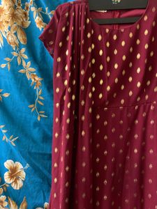 Maroon &amp; Gold Kurta Set