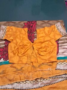 Organic Cotton Saree WITH Stitched Blouse For Wome