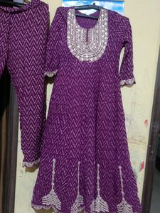 Purple Embroidered Kurta Set