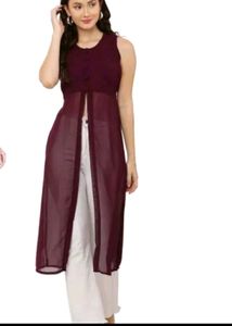 Wine Colored Front Slit Kurti