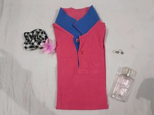 Y2k Stylish Pink Polo Top