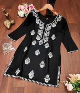 Women Black Rayon Kurti