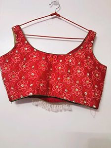 Heavy Red Mirror-Work Lehenga Set