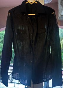 GUESS Stylish Black Button-Up Shirt for Women