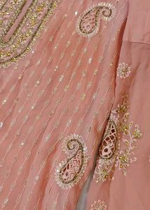 Peach Jarkan Hand Work Embroidery Suit