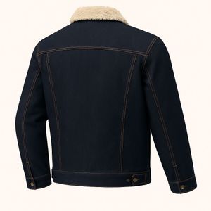 Denim Jacket with Shearling Collar
