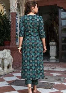 Green Printed Kurta Set