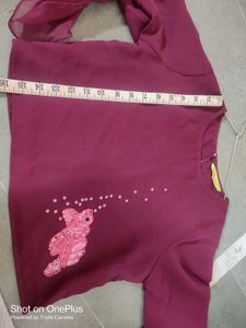Maroon Embellished Bell Sleeve Top