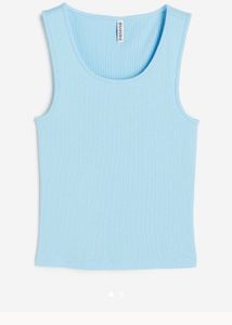 H&amp;M Pastel Blue Ribbed Vest Top
