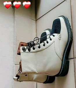 Cream Leather Ankle Boots