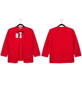 Red Open Front Cardigan