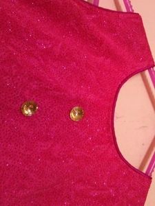 Pink Net Dress With Proper Lining Inside.