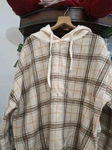 Beige Plaid Hoodie