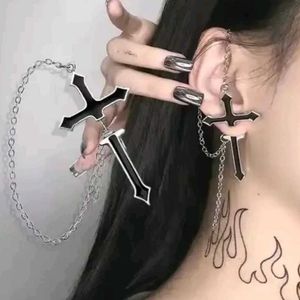 Cross Dangle Chain Earrings