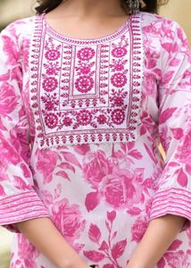 Elegant Pink Floral Kurta Set