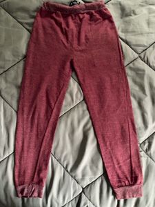 Burgundy Joggers with Zipper Detail