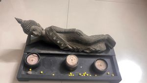 Sleeping Buddha With 3 Candles And Tray