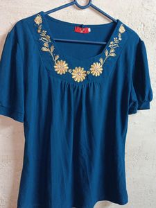 Stylish Women&#39;s Fashion Top Half-sleeve Blue