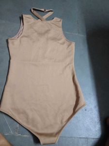 Brown Deep Neck Women  Bodysuit