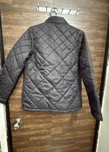 Women Black Solid Quilted Jacket