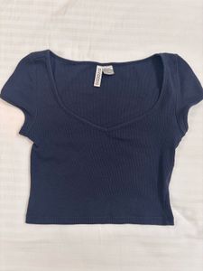 Ribbed V-Neck Crop Top