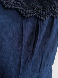 Navy Blue Ribbed Pattern Jumpsuit