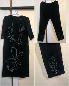 Black Embroidered Kurta Set 💫