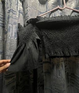 Black Off-Shoulder Crop Top