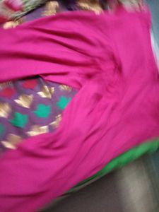 GentlyUsed RaniPinkFloral Print Jute kurti+Bottom