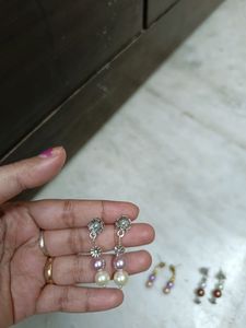 Set Of 5 New Artificial Pearl Earrings