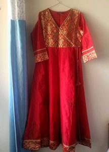 Rangriti Red & Gold Anarkali Kurta (S)