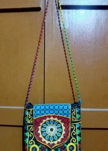 Vibrant Velvety Embroidered Sling Bag