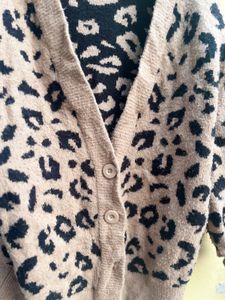 Leopard Print Button-Down Cardigan