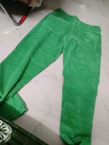 Green Corduroy Flare Leg Pants