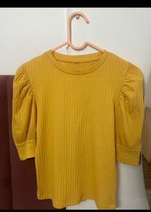 Mustard Puff Sleeve Top