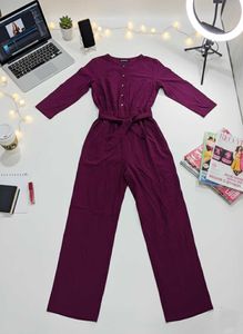 Burgundy Jumpsuit with Belt